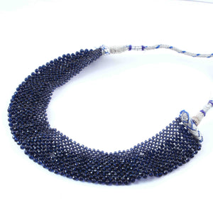 Blue Hydro Beaded Necklace AAA Quality Gemstone Necklace Blue  Mat Necklace -2mm-3mm- 9 Inches - SPB0060 - Tucson Beads