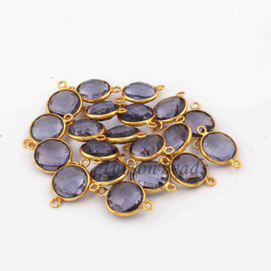 5  Pcs Mix Stone Faceted 925 Sterling Vermeil Round Shape Connector , Mix Stone Colors Add- On Charm As Connector 17mmx11mm  SS0010 - Tucson Beads