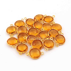 5 Pcs Mix Stone Faceted 925 Sterling Vermeil Round Shape Connector , Mix Stone Colors Add- On Charm As Connector 17mmx11mm-16mmx11mm   SS0012 - Tucson Beads