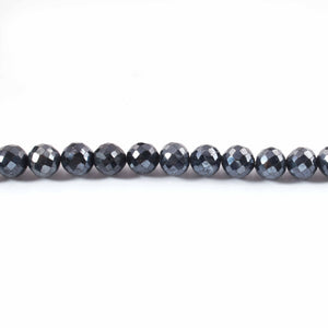 1 Strand Finest Quality  Black Spinal Silver Coated Faceted Rondelles - Round Shape Rondelles Beads 7mm-8mm- 8 Inches BR02267 - Tucson Beads