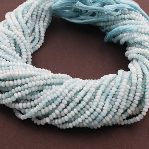 5 Strand Aqua Chalcedony  Faceted Rondelles - Semi Precious Stone Rondelles - 3mm-4mm-13 Inch-RB0324 - Tucson Beads
