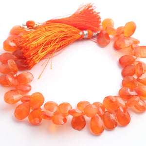 1 Strand Carnelian Faceted Briolettes  -Pear  Shape  Briolettes - 8mmx6mm-14mmx9mm 8 Inches BR02462 - Tucson Beads