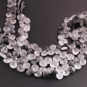 1 Strand Black Rutile Faceted Briolettes -Heart Shape Briolettes 10mmx10mm -11mmx13mm-10.5 Inches BR02266 - Tucson Beads