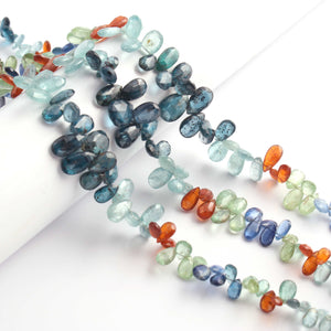 1 Long Strand Multi kyanite Faceted Briolettes -Pear Drop Shape Briolettes - 7mmx4mm-12mmx8mm - 10 Inches BR02493 - Tucson Beads