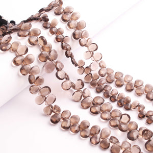 1  Strand Smoky Quartz Faceted Briolettes -Pear Shape  Briolettes  7mmx6mm-10mmx8mm -8 Inches BR02491 - Tucson Beads