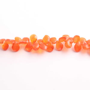 1 Strand Carnelian Faceted Briolettes  -Pear  Shape  Briolettes - 7mmx6mm-13mmx8mm 8 Inches BR02460 - Tucson Beads