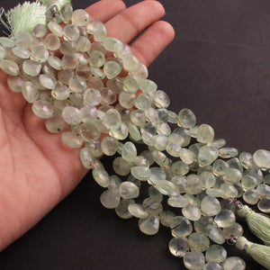 1 Strand Prehnite  Faceted Briolettes - Heart Shape Briolettes - 8mmx9mm-12mmx12mm 8 inches BR02463 - Tucson Beads