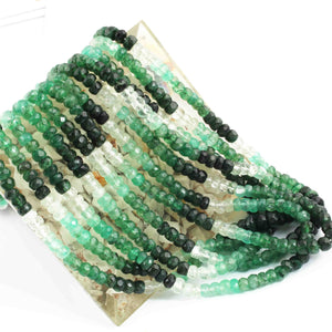 1 Strand Shaded Emerald Faceted Rondelles - Emerald Roundle Beads  -3.5mm-4mm 16 Inch Long RB0896 - Tucson Beads