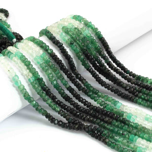 1 Strand Shaded Emerald Faceted Rondelles - Emerald Roundle Beads  -4mm-6mm 16 Inch Long RB0898 - Tucson Beads