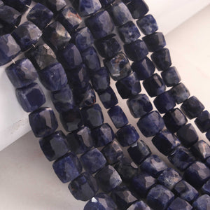 1 Strand Sodalite Faceted Cube Box Shape Beads -3D Cube Gemstone Beads, Fine Quality  Snow Flake Briolettes 6mm-8mm -8 Inches BR02872 - Tucson Beads