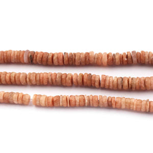 1 Long Strand Peach Moonstone  Faceted Rondelles  - Wheel Shape Rondelles - 10mm-8mm - 10 Inches BR2964 - Tucson Beads