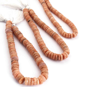 1 Long Strand Peach Moonstone  Faceted Rondelles  - Wheel Shape Rondelles - 10mm-8mm - 10 Inches BR2964 - Tucson Beads