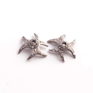1 Pc Pave Diamond Half Cap Antique Finish Beads 925 Sterling Silver - Pave Jewelry 12mm PDC297 - Tucson Beads