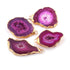 4 Pcs Pink Druzzy Geode Raw Drusy Agate Slice Pendant - Electroplated Gold Druzy Pendant DRZ193