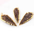 3 Pcs Shaded Brown Jasper Arrowhead  24k Gold Plated Charm Pendant -  Electroplated With Gold Edge 83mmx32mm-80mmx26mm AR202