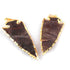 2 Pcs Shaded Brown Jasper Arrowhead  24k Gold Plated Charm Pendant -  Electroplated With Gold Edge 82mmx34mm-77mmx35mm AR201
