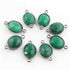 10 Pcs Green Onyx  Faceted Oxidized Sterling Silver Oval Shape Connector Double Bali 19mmx11mm - SS1053