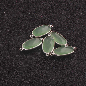 5 Pcs Green Chalcedony Feceted Oval 925 Sterling Silver/Vermeil/Oxidized Sterling Silver Double Bail Connector-27mmx11mm SS236  (You Choose) - Tucson Beads