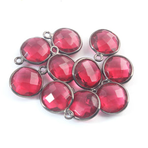 10 Pcs Red Hydro Faceted Round 925 Oxidized Sterling Silver Connector - Red Hydro Connector 21mmx10mm SS052 - Tucson Beads