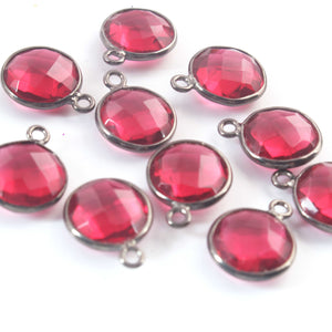 10 Pcs Red Hydro Faceted Round 925 Oxidized Sterling Silver Connector - Red Hydro Connector 21mmx10mm SS052 - Tucson Beads