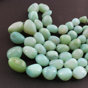 1 Strand  Aqua Chalcedony Smooth Briolettes -Tumbled Shape Briolettes - 14mmx11mm-32mmx24mm- 15 Inches BR01839 - Tucson Beads