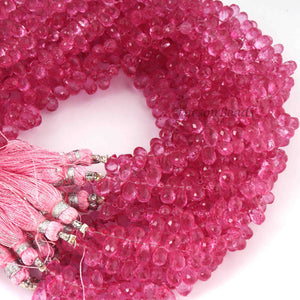 1 Strand Pink Topaz  Faceted Briolettes -Tear Shape  Briolettes -4mmx5mm 9 Inches BR1738 - Tucson Beads