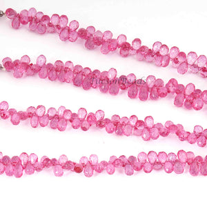 1 Strand Pink Topaz  Faceted Briolettes -Tear Shape  Briolettes -4mmx5mm 9 Inches BR1738 - Tucson Beads