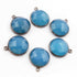 5 Pcs Blue Chalcedony  Faceted Oxidized Sterling Silver Round Shape Pendant  Single Bali  19mmx16mm & 20mmx16mm SS1035