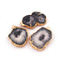 3 Pcs Black Druzzy Geode Raw Drusy Agate Slice Pendant - Electroplated Gold Druzy Pendant DRZ194