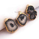 3 Pcs Black Druzzy Geode Raw Drusy Agate Slice Pendant - Electroplated Gold Druzy Pendant DRZ194 - Tucson Beads
