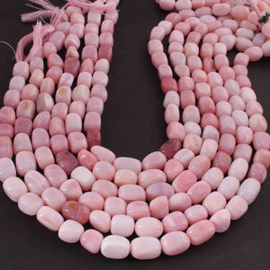 1 Long  Natural Pink Opal Smooth Tumbled Shape Gemstone Bead ,  Briolettes  10mmx6mm-14mmx7mm  16.5 inches BR02242 - Tucson Beads