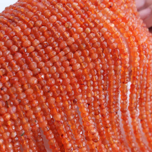 1 Strand Carnelian Faceted Rondelles- Finest Quality Carnelian Rondelles Beads 3mm-3.5mm 14 inch strand RB079 - Tucson Beads