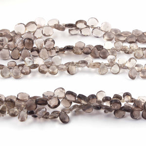 1 Strand Smoky Quartz Faceted Briolettes -Pear Shape Briolettes -6mmx6mm-10mmx9mm - 9 Inches BR01158 - Tucson Beads