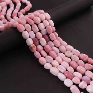 1 Long  Natural Pink Opal Smooth Tumbled Shape Gemstone Bead ,  Briolettes  10mmx6mm-14mmx7mm  16.5 inches BR02242 - Tucson Beads