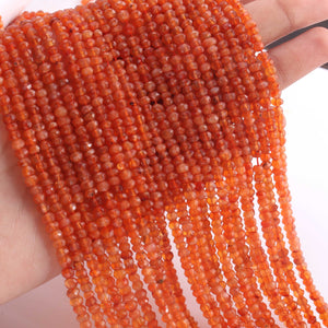 1 Strand Carnelian Faceted Rondelles- Finest Quality Carnelian Rondelles Beads 3mm-3.5mm 14 inch strand RB079 - Tucson Beads