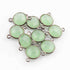 9 Pcs Green Chalcedony  Faceted Oxidized Sterling Silver Round Shape connector Double Bali  17mmx11mm SS1034