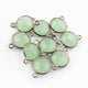 9 Pcs Green Chalcedony  Faceted Oxidized Sterling Silver Round Shape connector Double Bali  17mmx11mm SS1034 - Tucson Beads