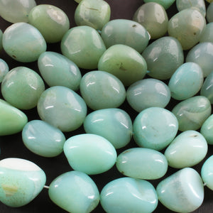 1 Strand  Aqua Chalcedony Smooth Briolettes -Tumbled Shape Briolettes - 16mmx13mm-27mmx22mm- 16 Inches BR01840 - Tucson Beads
