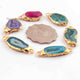 10 Pcs Multi  Druzzy  Geode Raw Drusy 24K gold Plated  Pendant&Connector -Electroplated Gold Druzy -25mmx15mm-31mmx11mm  DRZ209 - Tucson Beads