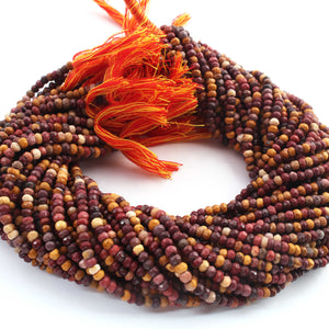 5 Strands Mookaite  Faceted Rondelles - Gemstone Rondelles  - 4mm 13 Inches RB0367 - Tucson Beads