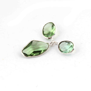 3 Pcs Peridot Hydro 925 Silver Plated - Assorted Shape Faceted Pendant -13mmx8mm-19mmx9mm PC887 - Tucson Beads