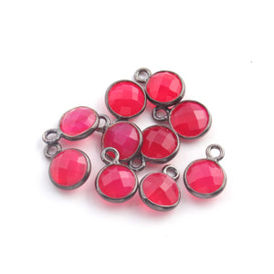 10 Pcs Pink Chalcedony Faceted Oxidized Sterling Silver Round Shape Pendant Single Bail   21mmx7mm - SS016 - Tucson Beads