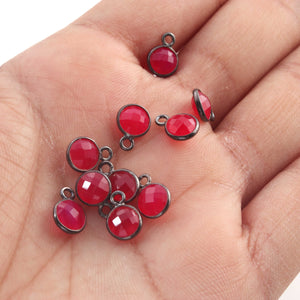 10 Pcs Pink Chalcedony Faceted Oxidized Sterling Silver Round Shape Pendant Single Bail   21mmx7mm - SS016 - Tucson Beads