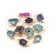 10 Pcs Multi  Druzzy  Geode Raw Drusy 24K gold Plated  Connector -Electroplated Gold Druzy -28mmx16mm-26mmx14mm  DRZ216 - Tucson Beads