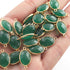 5 Pcs Beautiful Green Onyx Gemstone Faceted Oval Shape 925 Sterling Vermeil Double Bail Connector -21mmx11mm SS032