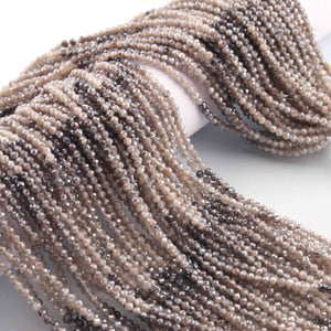5  Strands Shaded Grey Moonstone Ball Beads- Faceted  Beads -GemStone Beads-2mm 13 Inch RB0250 - Tucson Beads
