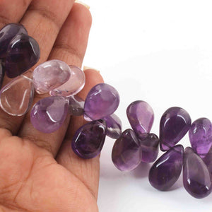 1 Strand Shaded Amethyst Smooth Pear Briolettes - Pear Shape Briolettes  15mmx11mm-20mmx10mm 8 Inches BR3542 - Tucson Beads