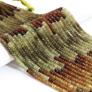 1 Strand Natural Green Grossular Garnet  Faceted Rondelles  -Roundelles Beads-  5mm - 15 inches BR0909 - Tucson Beads