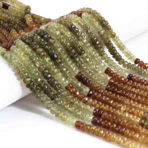 1 Strand Natural Green Grossular Garnet  Faceted Rondelles  -Roundelles Beads-  5mm - 15 inches BR0920 - Tucson Beads