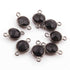 10 Pcs Black Onyx   Faceted Oxidized Sterling Silver Round Shape Connector Double Bali  15mmx9mm SS1050